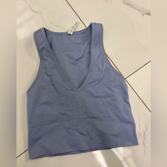 Athleta Light Blue Ribbed Tank Top XS - Picture 1 of 3
